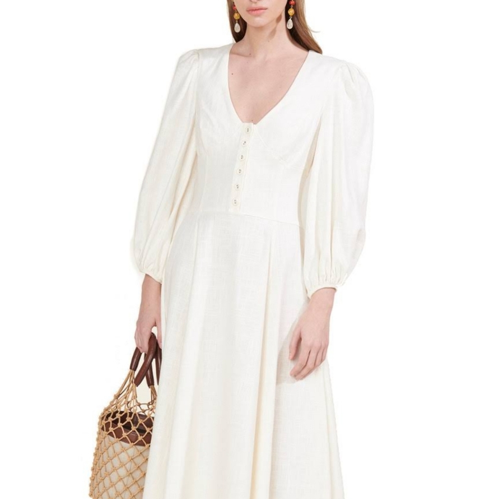 Like New Staud Linen Midi Dress